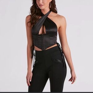 Elegant Black Halter Top